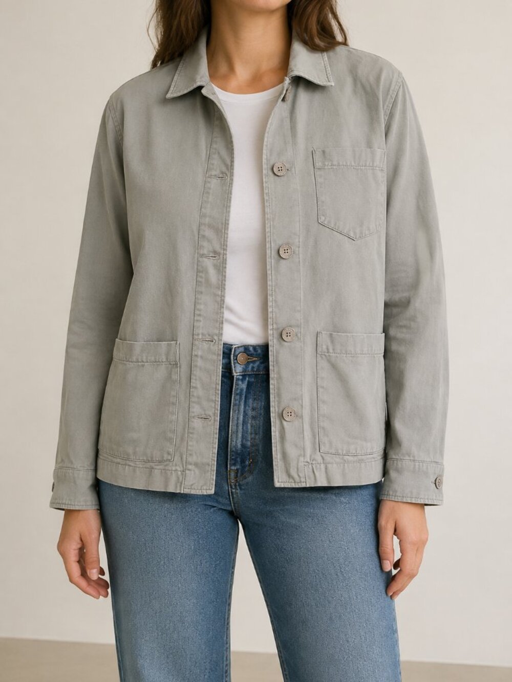 Five Four Log Angeles Jacket Womens M Gray Chore Barn Style Cottage Core Cabin